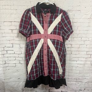 Iron Fist Dress Plaid Size Small British Flag Edgy Alternative Goth Punk Red